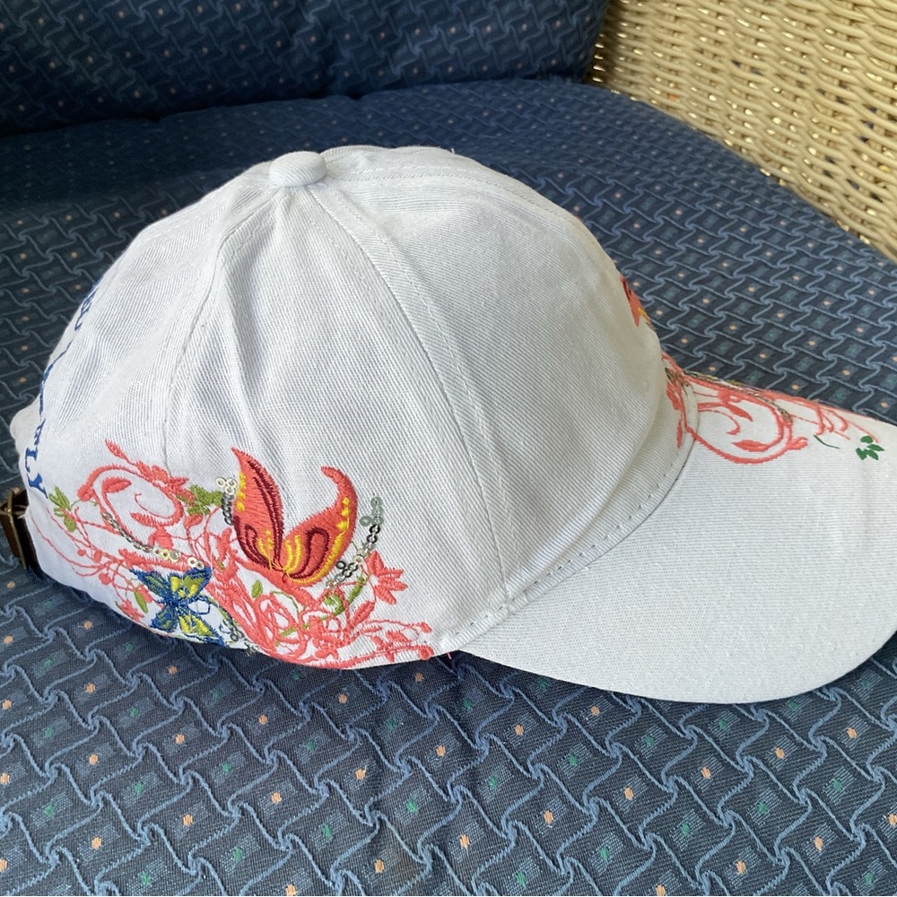 New, Flower & Butterfly Embroidered Floral Cap. Pink or white - Picture 10 of 13